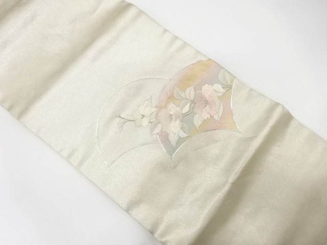 枝花模様　刺繍　名古屋帯